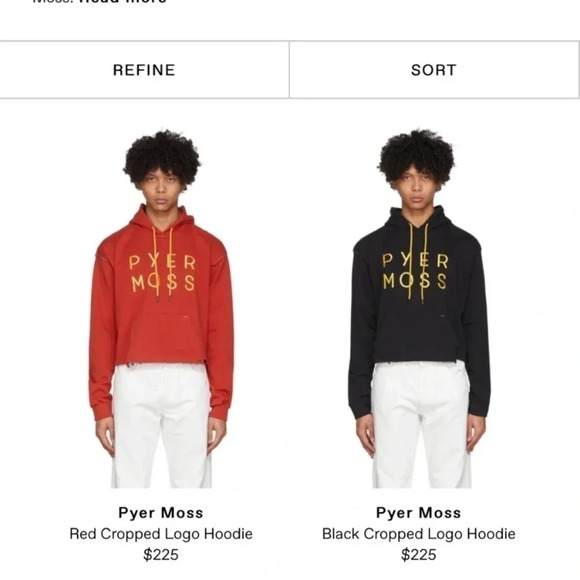 PYER MOSS Cropped Grey Logo Hoodie size Small - Picture 11 of 11